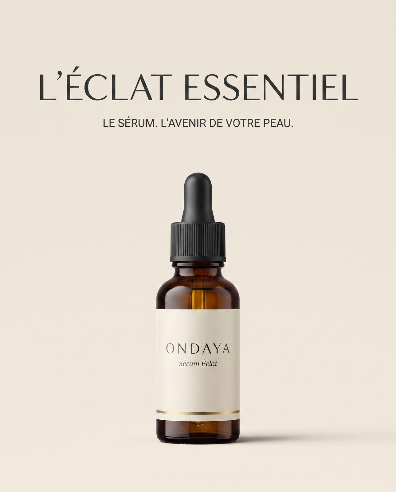 Photo produit du sérum ONDAYA créée par IA